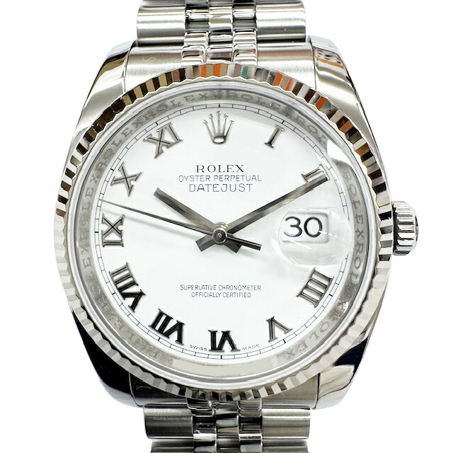 【中古】ROLEX ロレックス デイトジャスト 116234 ローマン ローマ文字 SS WG コンビ メンズ 自動巻き 腕時計 シルバー　V盤 2009年 【ブランドギャラリー駒川店】