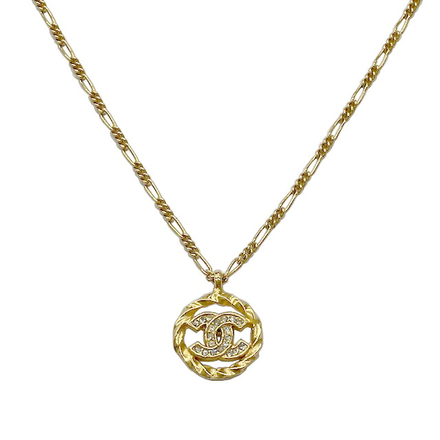 【中古】CHANEL シャネル ココマーク ラウンド ネックレス 1982 ヴィンテージ ラインストーン ゴールドカラー アクセサリー レディース【ブランドギャラリー駒川店】|BRANDGALLERY 店