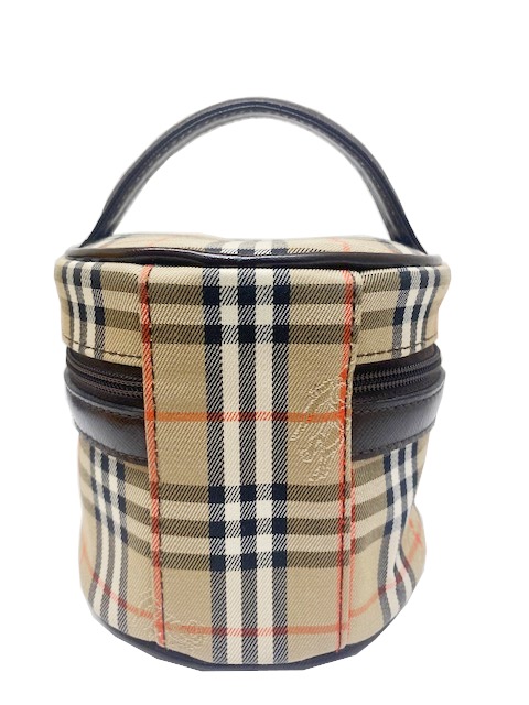 中古 Burberry バーバリー ミニバニティ ポーチ ギンガムチェック ベージュ ナイロン レディース バッグ 小物 ブランドギャラリー心斎橋店 Mozago Com