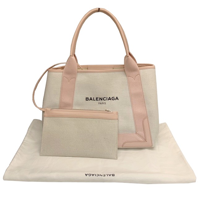 中古 Balenciaga バレンシアガ バッグ トートバッグ ネイビー カバ S ピンク ナチュラル キャンバス カーフ レディース ブランドギャラリー心斎橋店 Rvcconst Com