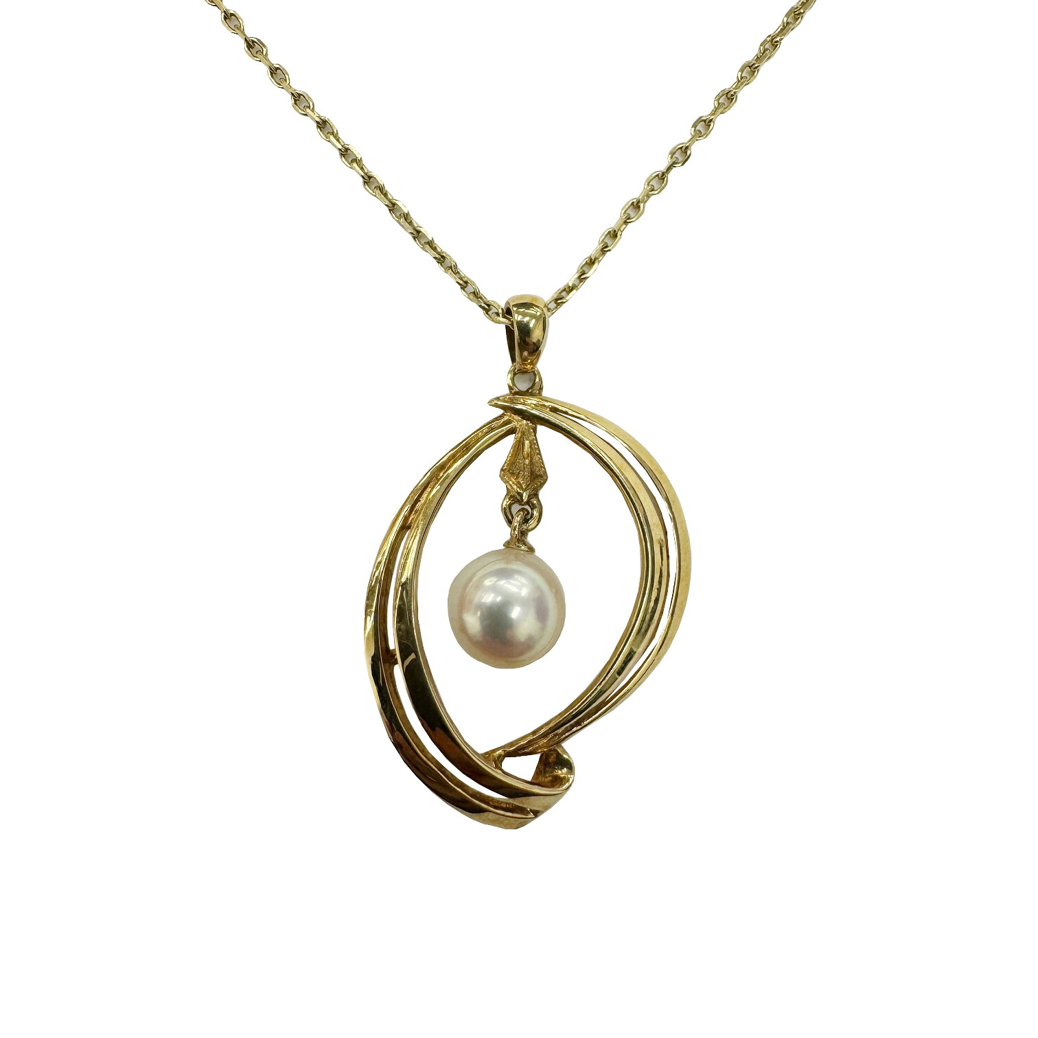 【中古】MIKIMOTO 御木本 ミキモト アコヤパール ネックレス 6.5mm 3.9g K14YG イエローゴールド レディース プレゼント 【ブランドギャラリー心斎橋店】