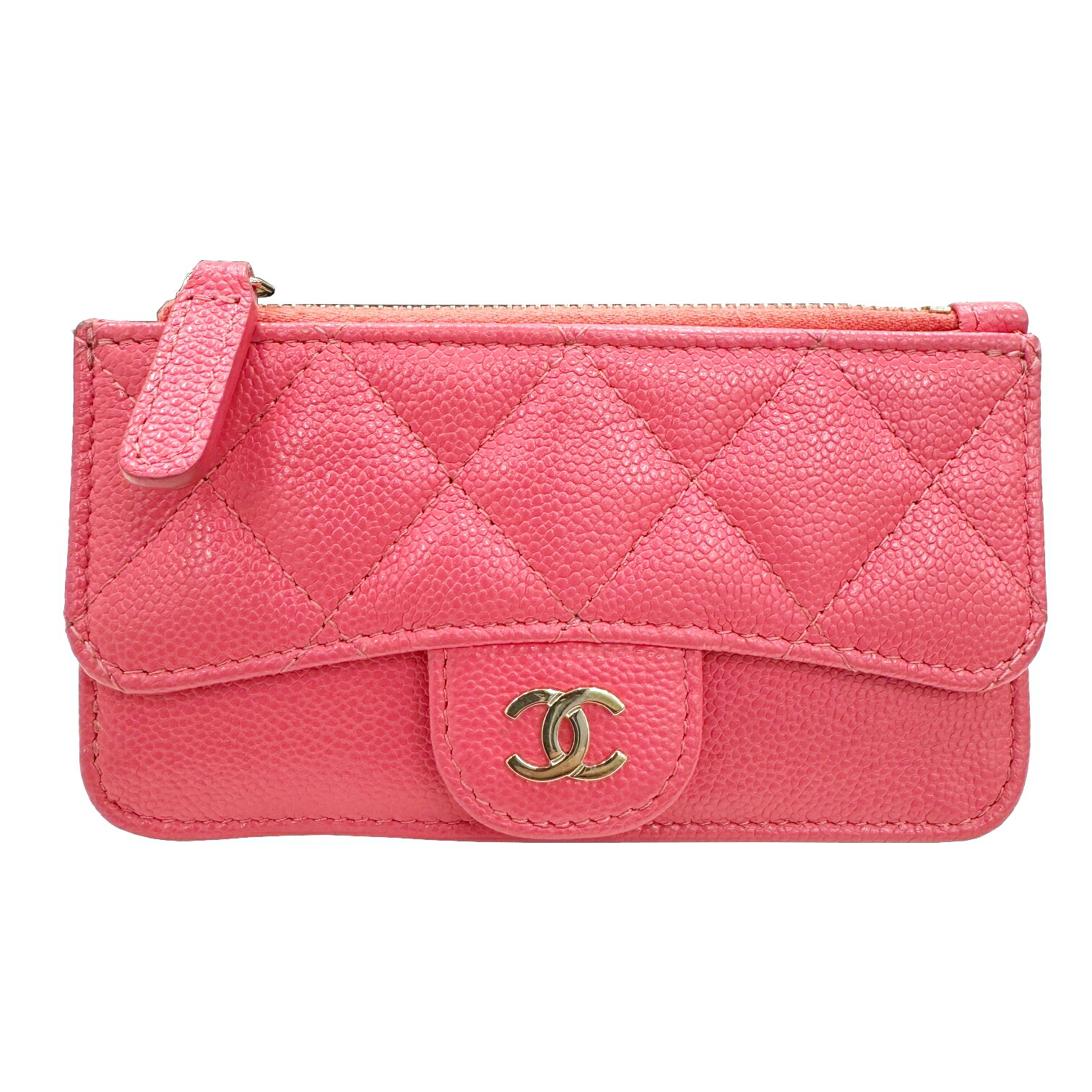 【中古】CHANEL シャネル マトラッセ コインケース カードケース キャビアスキン AP2570 ピンク ゴールド金具 ランダム番 小物 レディース 【ブランドギャラリー心斎橋店】