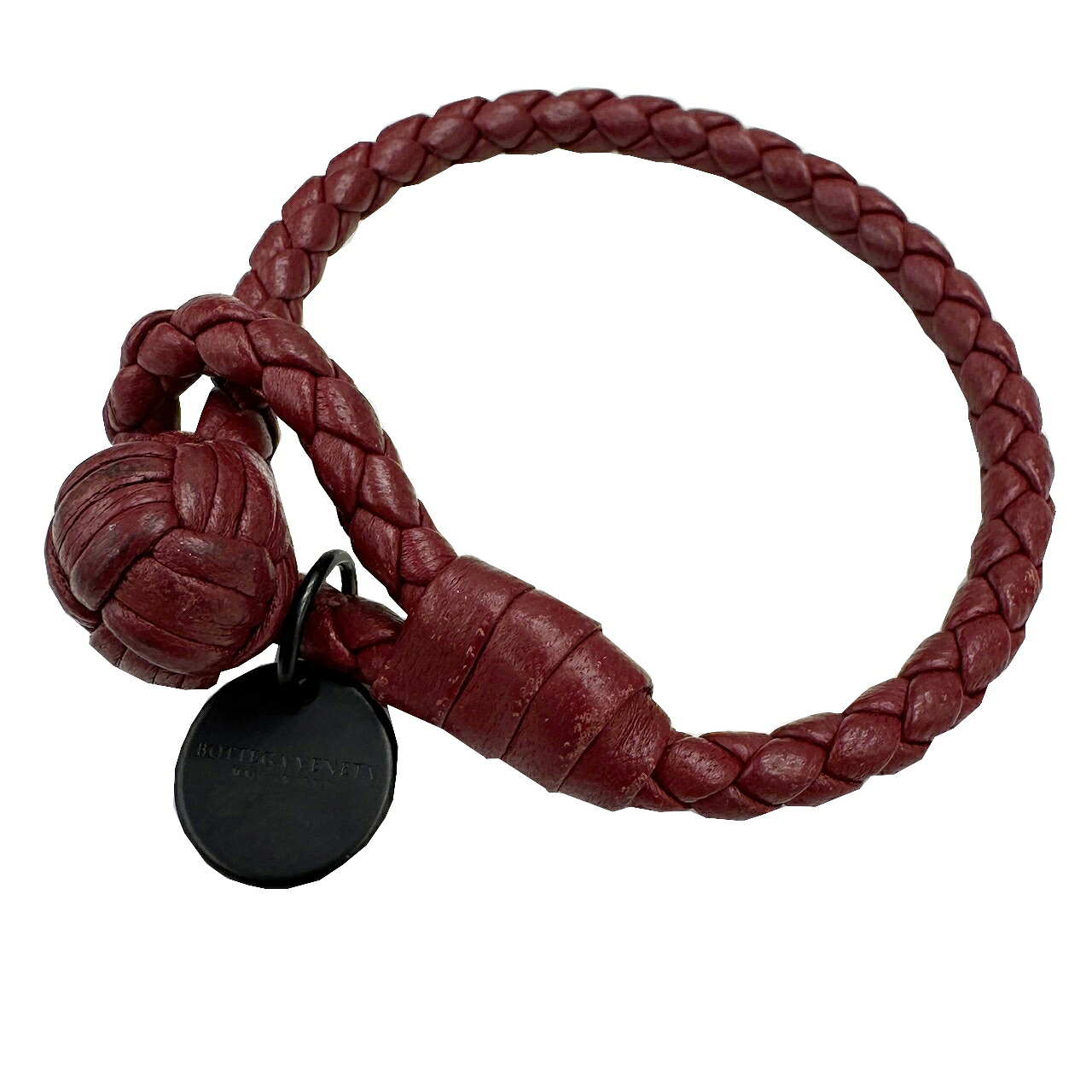 【中古】BOTTEGA VENETA ボッテガヴェネタ ブレスレット 腕輪 ブレス イントレチャート イントレ レザー ボルドー お洒落 レディース 【ブランドギャラリー心斎橋店】