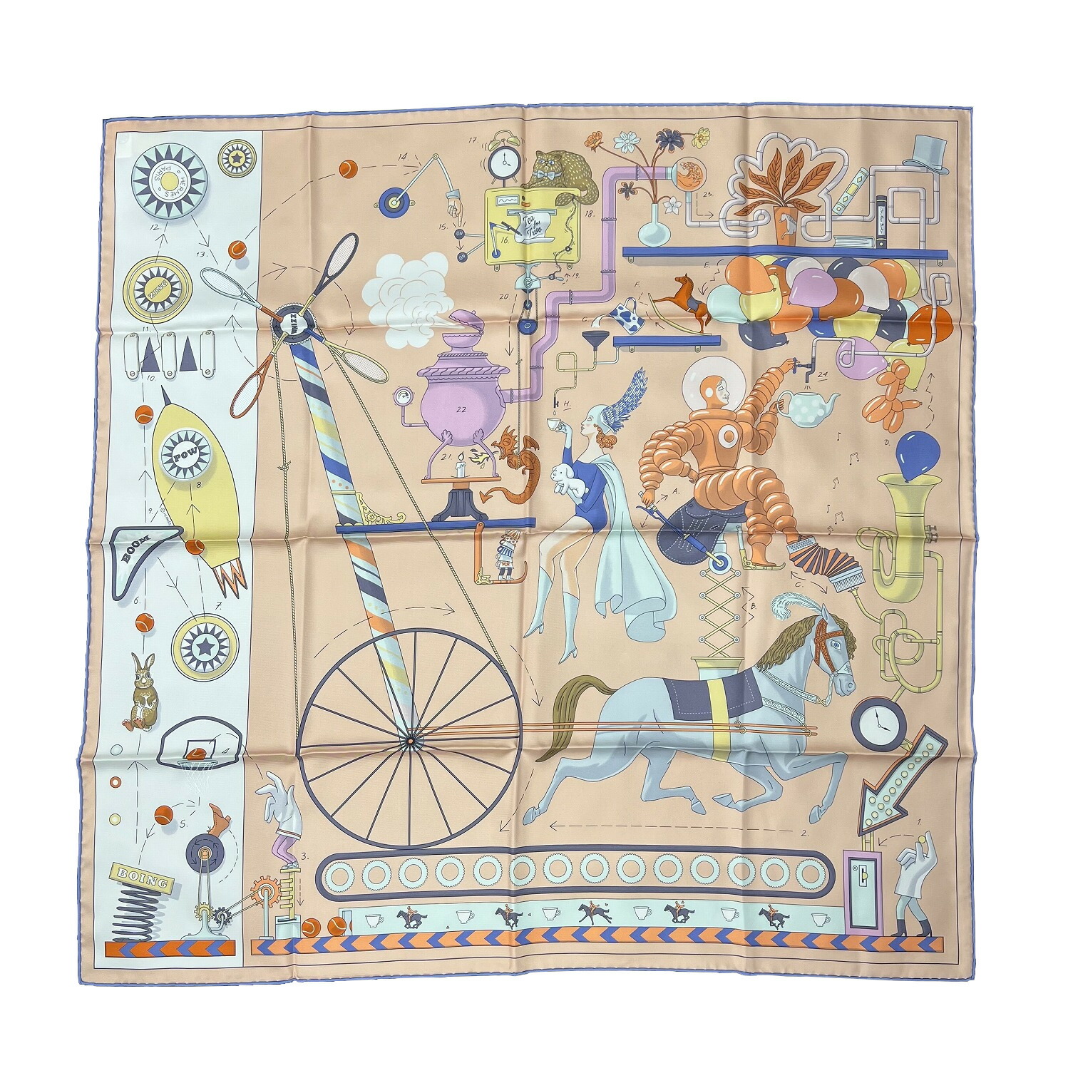 【楽天市場】【新品】HERMES エルメス カレ90 ティー フォー トゥー ローズプードル ブラン ブルー シルク スカーフ レディース