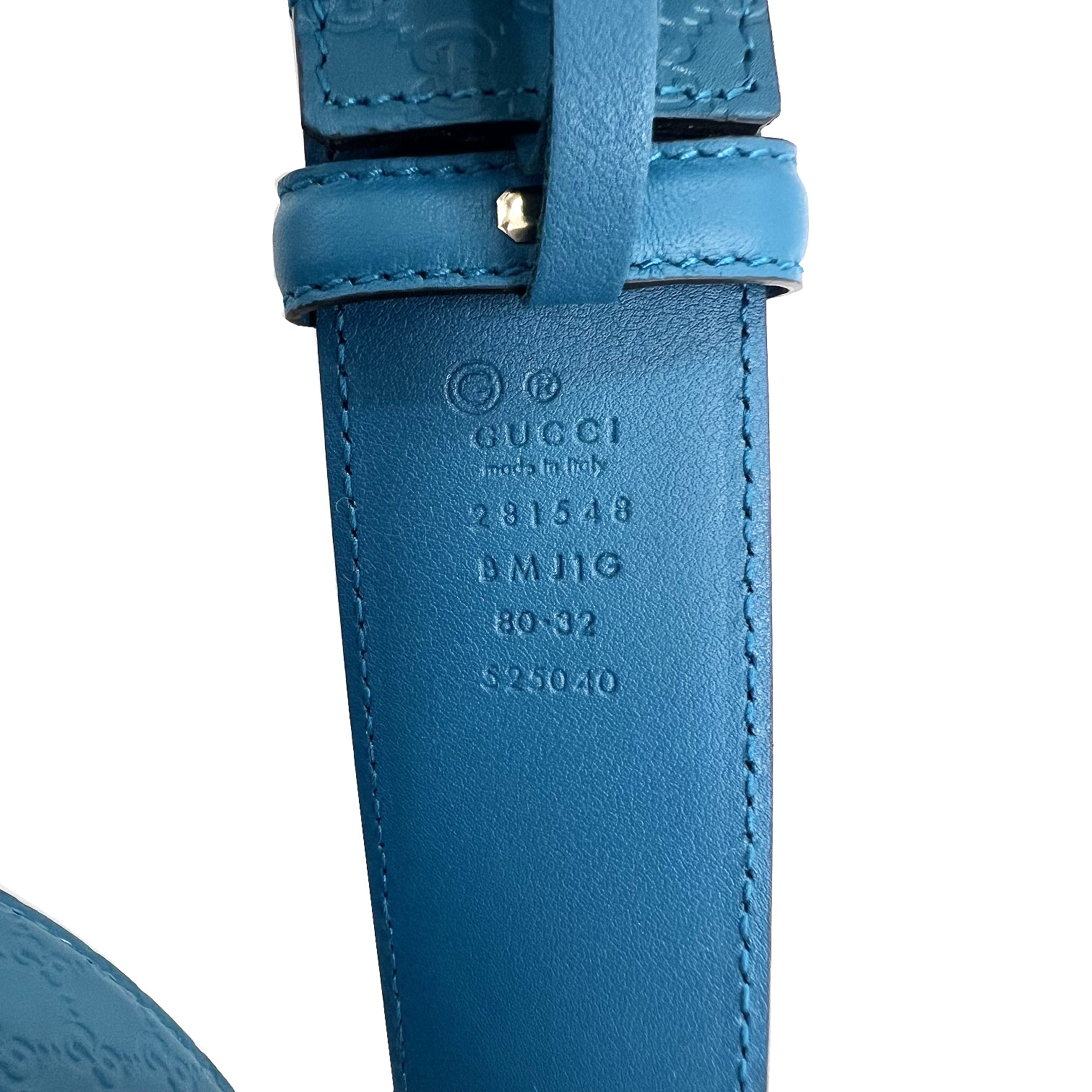 GUCCI グッチ マイクログッチシマ 80cm メンズ ベルト ブルー系 表記 ...