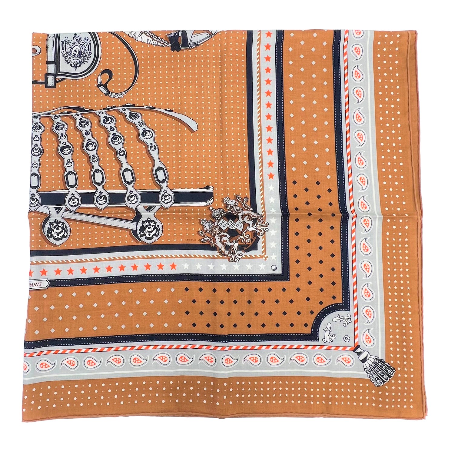 HERMES エルメス スカーフ カレ140 宮廷の馬具 バンダナ ノアゼット ...