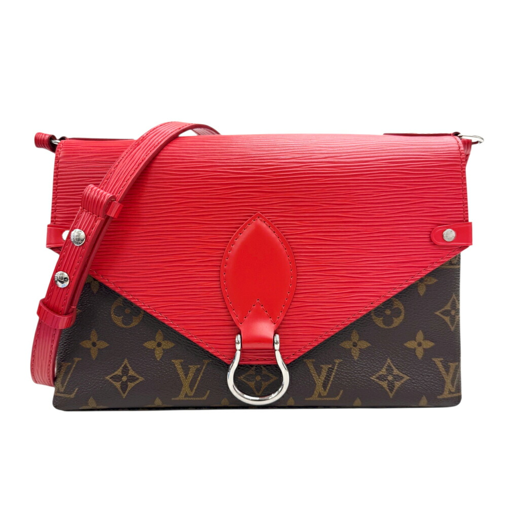 【中古】LOUIS VUITTON ルイ ヴィトン モノグラム サンミシェル エピ ショルダーバッグ ワンショルダーバッグ 2WAYショルダー M44031 CA0198 コクリコ レッド ブラウン PVC レザー レディース【ブランドギャラリー心斎橋店】|BRANDGALLERY 店