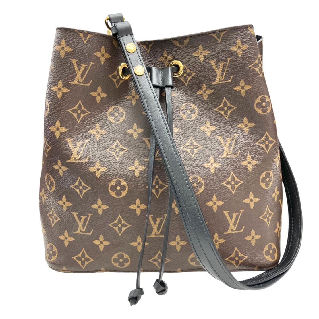 【中古】LOUIS VUITTON ルイ ヴィトン ネオノエMM M44020 NZ1158 ノワール モノグラム ショルダーバッグ ハンドバッグ 巾着型 ブラウン ブラック ゴールド金具 レディース お洒落 人気 お出かけ 肩掛け 【ブランドギャラリー心斎橋店】