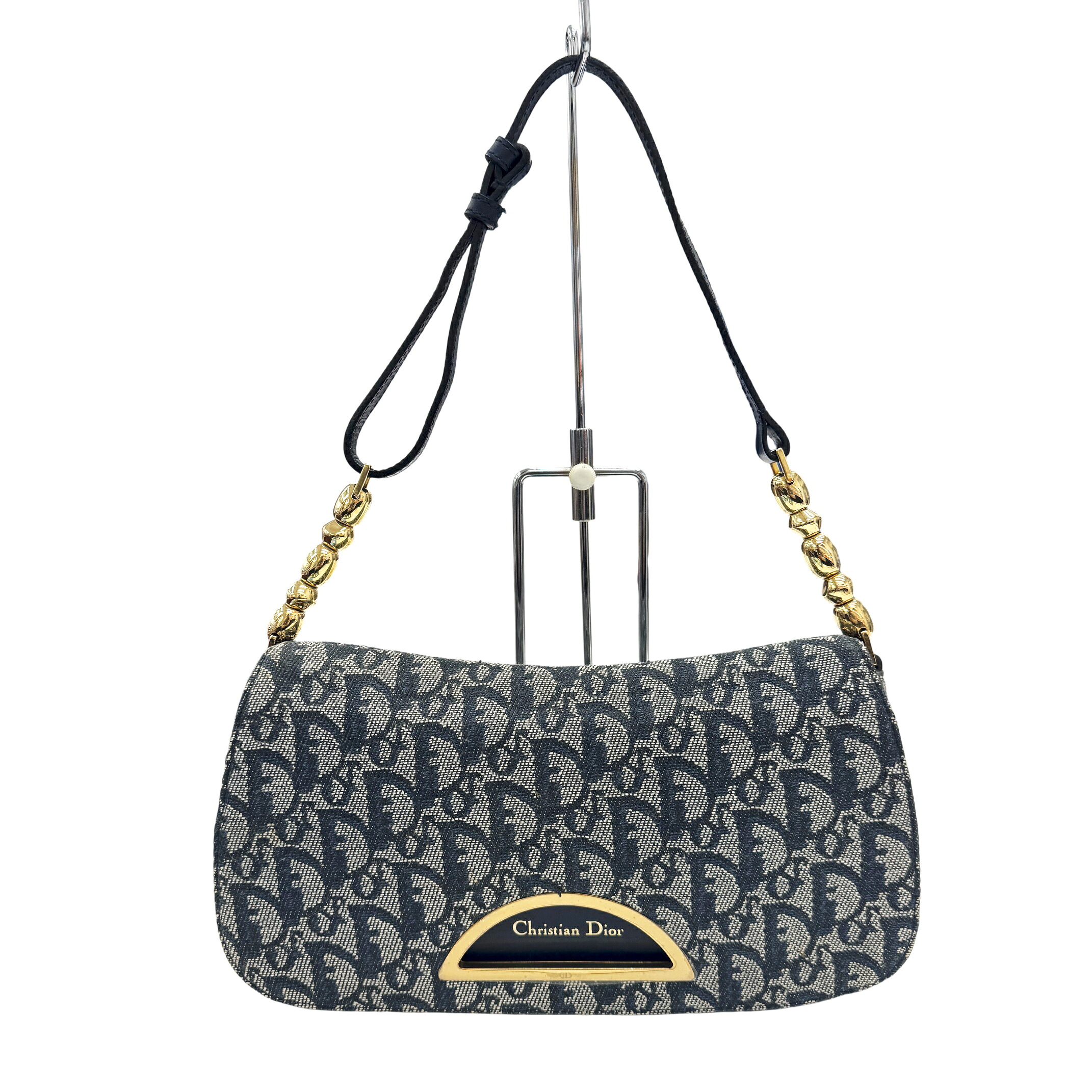 【中古】Christian Dior クリチャンディオール マリスパール トロッター ネイビー ワンショルダー ショルダーバッグ トロッター柄 レディース お洒落 人気 【ブランドギャラリー心斎橋店】