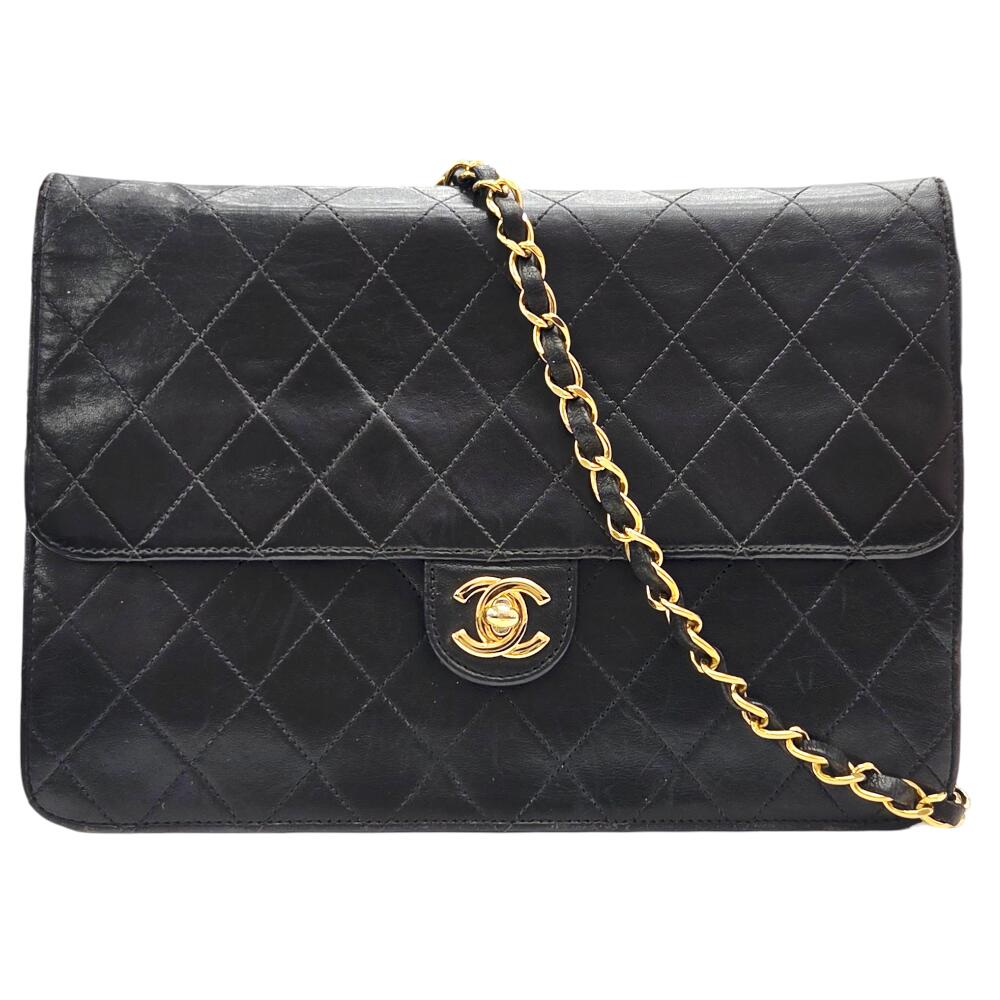 【中古】CHANEL シャネル マトラッセ25 ターンロック シングル　ラムスキン ココマーク 黒　ブラック ゴールド金具 5番台 レディース チェーンショルダー 人気 通勤 通学 【ブランドギャラリー心斎橋店】