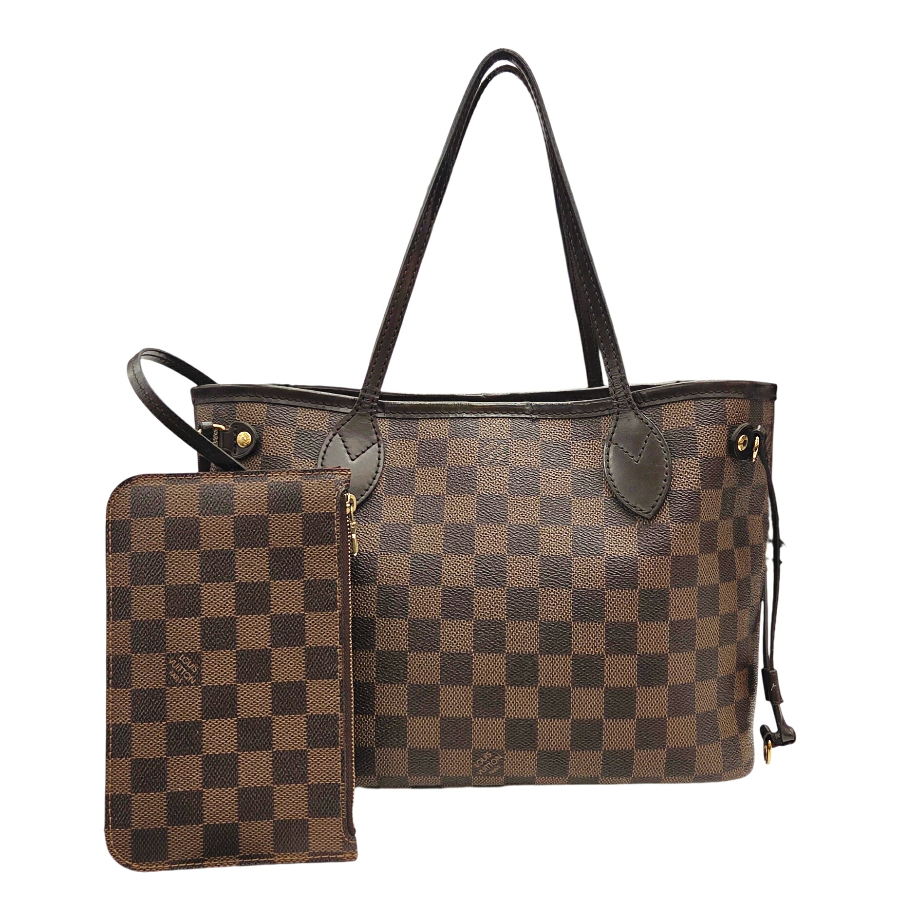 【中古】LOUIS VUITTON ルイヴィトン ネヴァーフルPM ダミエ・エベヌ トートバッグ PVC レザー ブラウン N41539 AR0149 レディース デイリー お洒落 通勤 通学 人気 肩掛け 【ブランドギャラリー心斎橋店】