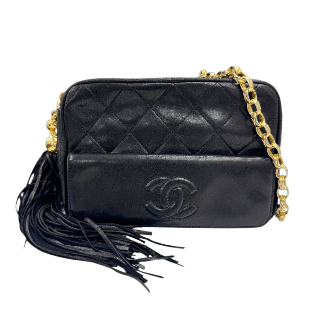 【中古】CHANEL シャネル 写真機御徒面子 子ヒツジ素はだ フリンジ ゴールド金具 8番台 ゴールド金具 ショルダーバッグ レディース 着飾る 一般受け お出かけ 【ブランド名美術館心斎橋店】