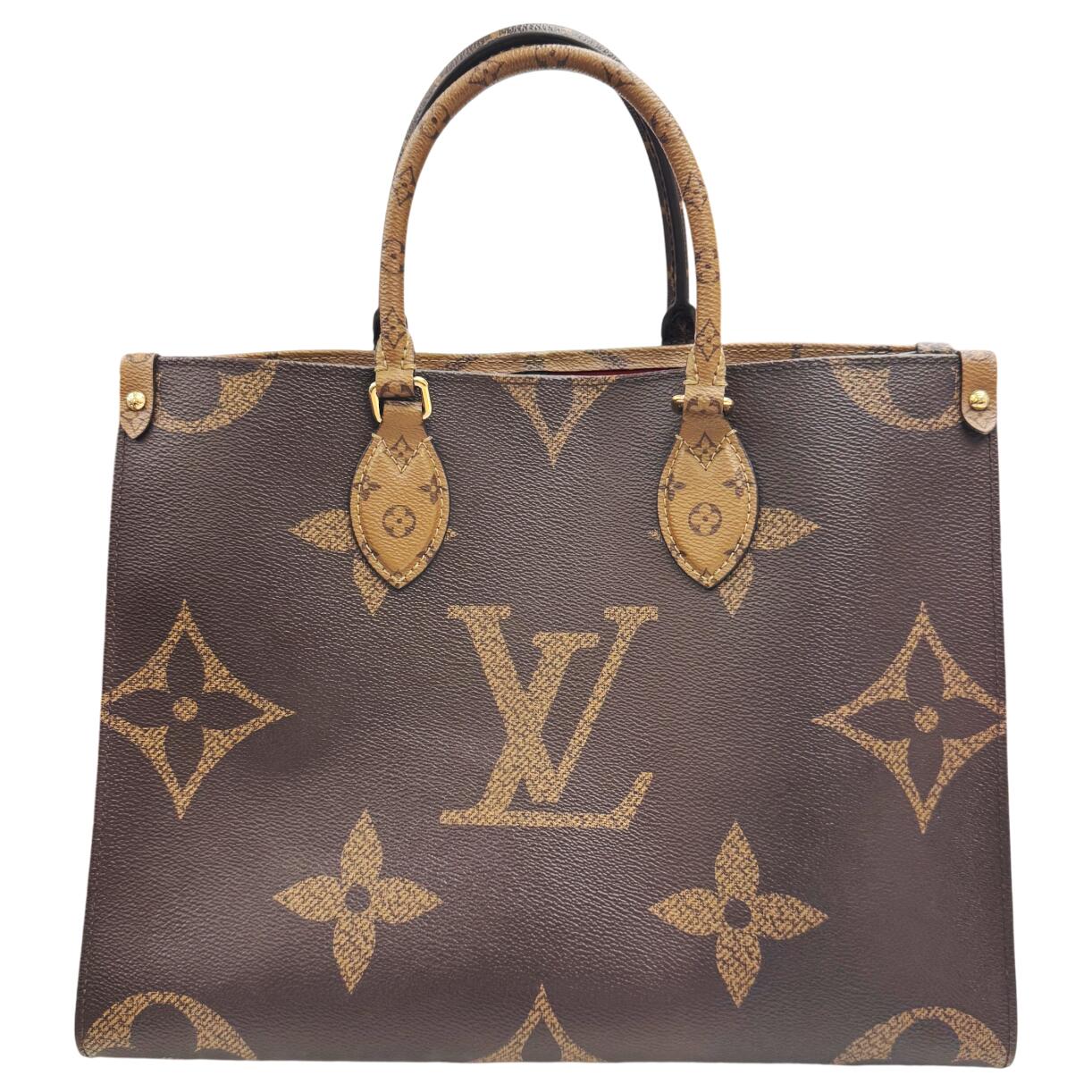 【中古】LOUIS VUITTON ルイヴィトン オンザゴーMM M45321 モノグラム・ジャイアントリバース トートバッグ ハンドバック モノグラム帆布 赤銅色系 レディース メンズ ユニ一発やる 心地好い デイリー 2way【ブランド名美術館心斎橋店】