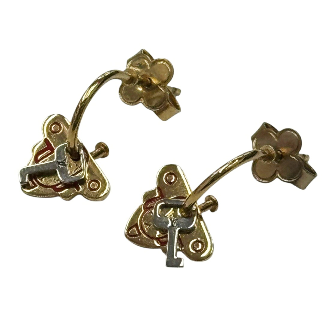 【中古】LOUIS VUITTON　ルイ ヴィトン ピアス ロッキー M62806 OB1106 ゴールド レッド シルバー ピアス レディース 人気 アクセサリー【ブランドギャラリー心斎橋店】｜BRANDGALLERY 店