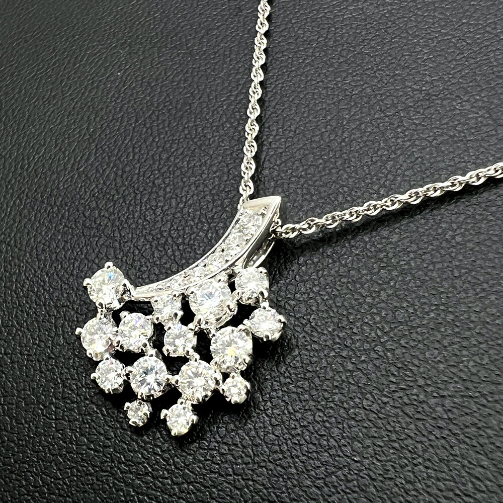 【中古】K18WG ホワイトゴールド ダイヤネックレス 1.05ct 4.7g ダイヤモンド ペンダント 女性用 レディース ジュエリー アクセサリー 【ブランドギャラリー東心斎橋店】