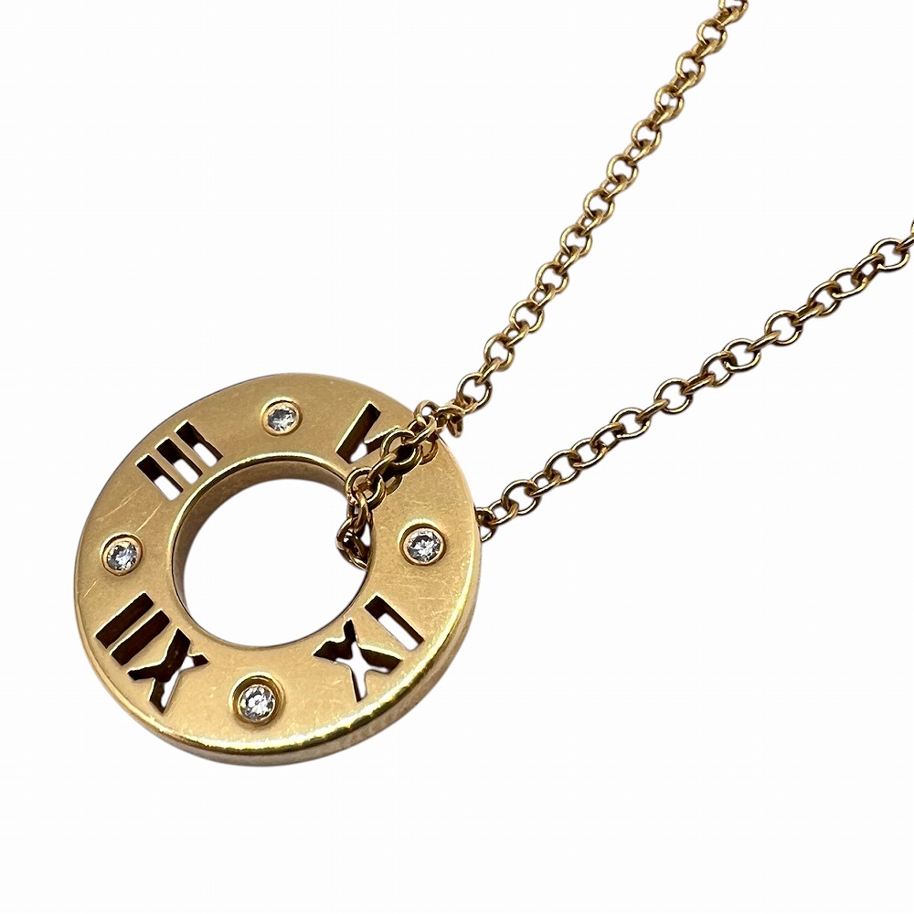 【中古】TIFFANY＆Co ティファニー アトラス ネックレス K18PG ピンクゴールド ダイヤ ラウンド レディース メンズ アクセサリー ジュエリー プレゼント 【ブランドギャラリー東心斎橋店】