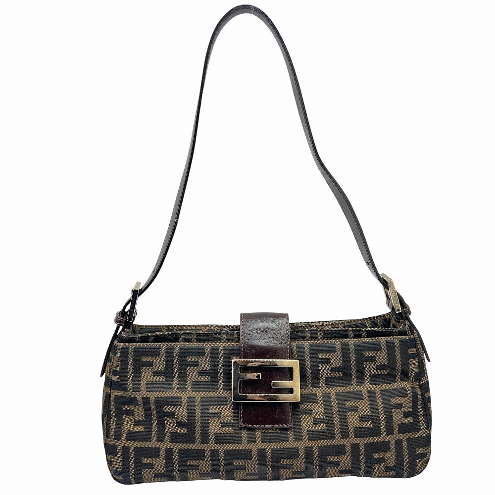 【中古】FENDI フェンディ ズッカ柄 マンマバケット ショルダーバッグ ハンドバック 御徒面子 鞄 鞄 膝掛け 一手持ち部分 レディース お上さん 【ブランド名美術館東心斎橋店】