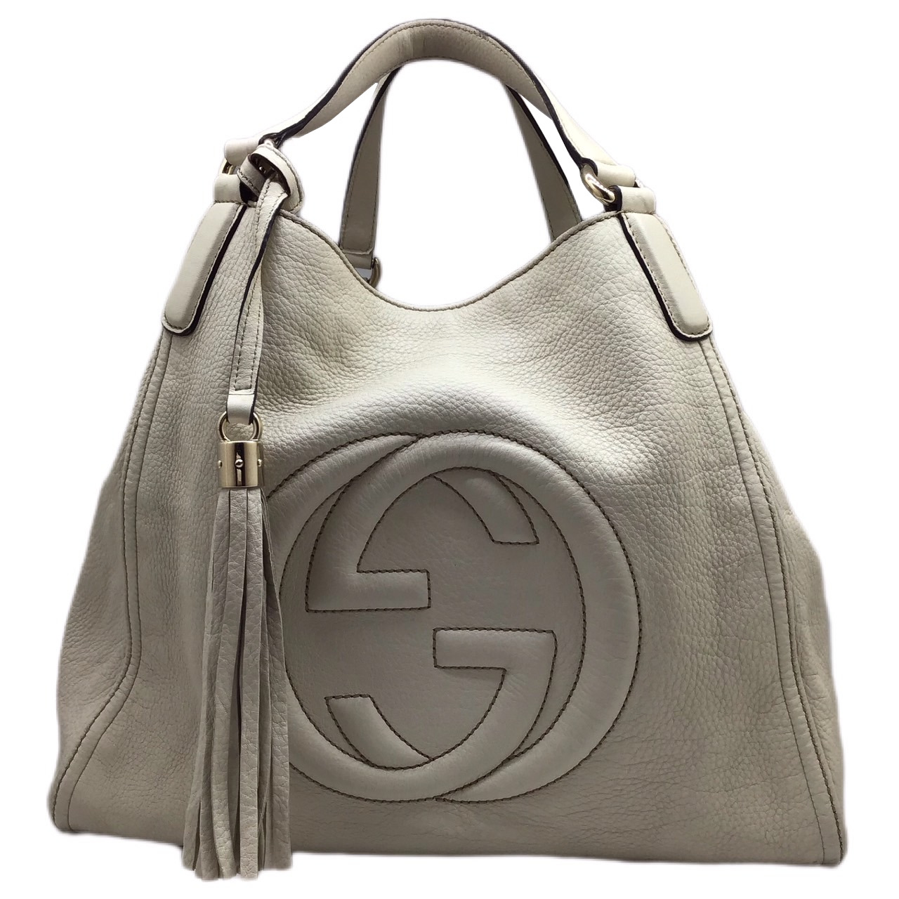 【楽天市場】【中古】GUCCI グッチ ソーホー セラリウス 282309 フリンジ タッセル アイボリーハンドバッグ トートバッグ ...