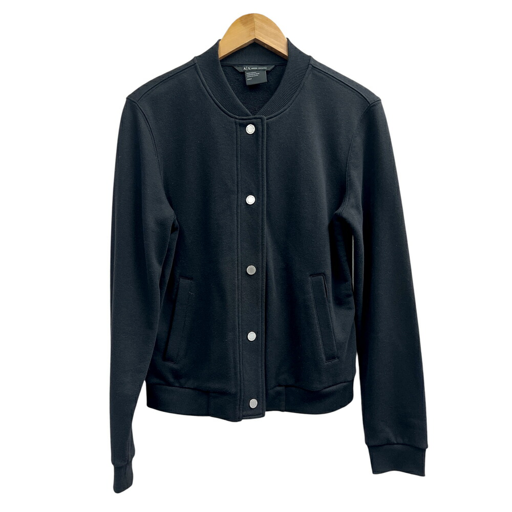 【中古】ARMANI EXCHANGE アルマーニエクスチェンジ 上衣 黒いこと S大きさ S 170/88A 流汗 上衣 アウター トップス  黒 スピード競技 うしろ側スピード競技 レディース ユニ一発やる 成人女性用【ブランド名美術館東心斎橋店】