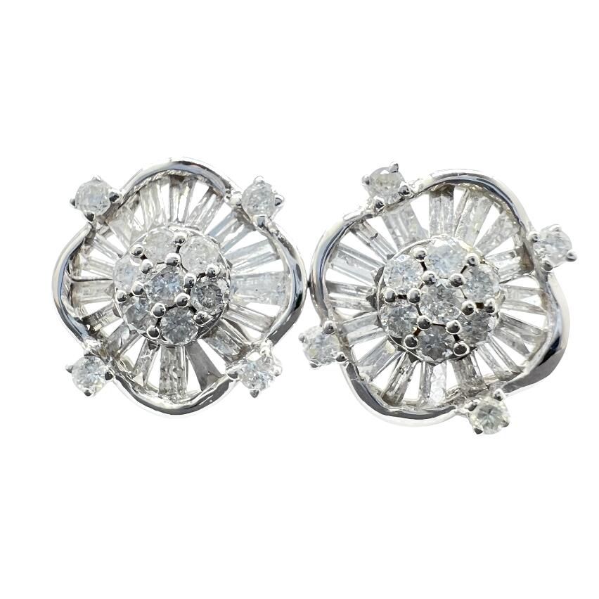 【中古】ダイヤモンド　ラウンドピアス　ピアス　750WG　0.38ct 1.6g ホワイトゴールド　アクセサリー　ダイヤモンドピアス　ダイヤ　ダイヤピアス　宝石　ジュエリー　上品　シンプル【ブランドギャラリー東心斎橋店】｜BRANDGALLERY 店