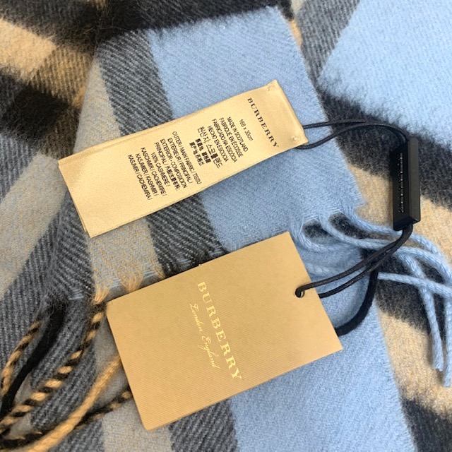 新品同様 バーバリー Burberry カシミア マフラー ブルー ベージュ ブラック チェック レディース メンズ 定番 ブランドギャラリー心斎橋店 Visastart Com