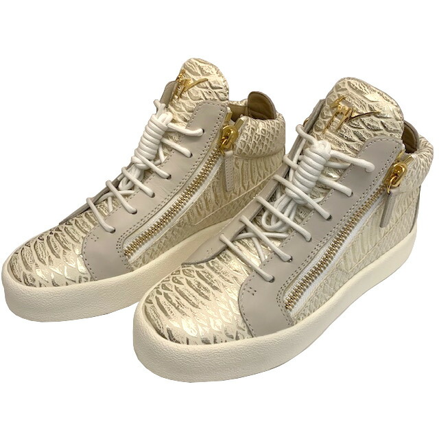 中古 ジュゼッペザノッティ Giuseppe Zanotti スニーカー ハイカット 37 アイボリー ゴールド レディース レザー ブランドギャラリー 心斎橋店 Collabforge Com