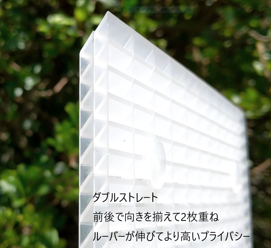 ダブルストレート:同じ向きに2枚重ねても使えます。プライバシーがより守られます。
