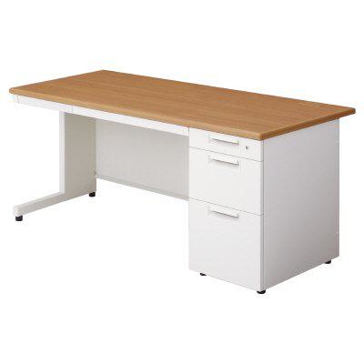 プラス 片袖机 L字脚 LE-157D-3 【B4-3段】【幅1500×奥行700×高さ700mm】【カラー：4種類】