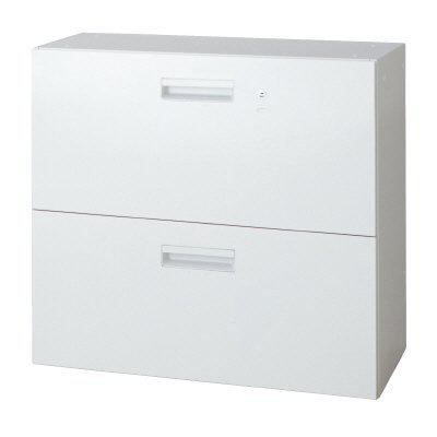 プラス ラテラルキャビネット L6-G70H-2 【下置】【2段】【幅800×奥行400×高さ720mm】【カラー：ホワイト】