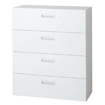 プラス ラテラルキャビネット L6-A105H-4 【下置】【4段】【幅900×奥行400×高さ1050mm】【カラー：ホワイト】