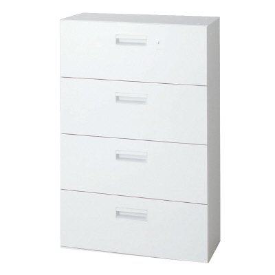 プラス ラテラルキャビネット L6-G120H-4 【下置】【4段】【幅800×奥行400×高さ1210mm】【カラー：ホワイト】