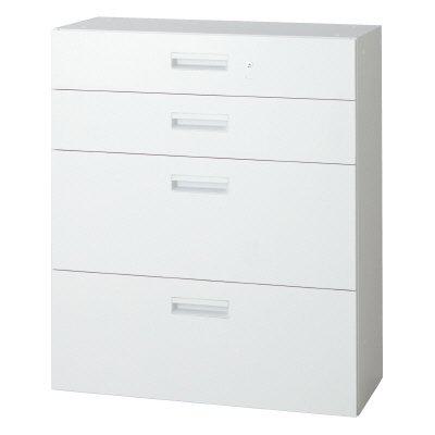 プラス ラテラルキャビネット(コンビ)L6-A105H-22 【下置】【4段】【幅900×奥行400×高さ1050mm】【カラー:ホワイト】