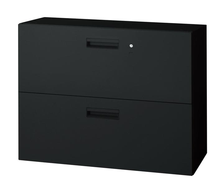 プラス ラテラルファイリングキャビネット L6-70H-2 【下置】【2段】【幅900×奥行450×高さ720mm】【カラー：ブラック】 44,154円