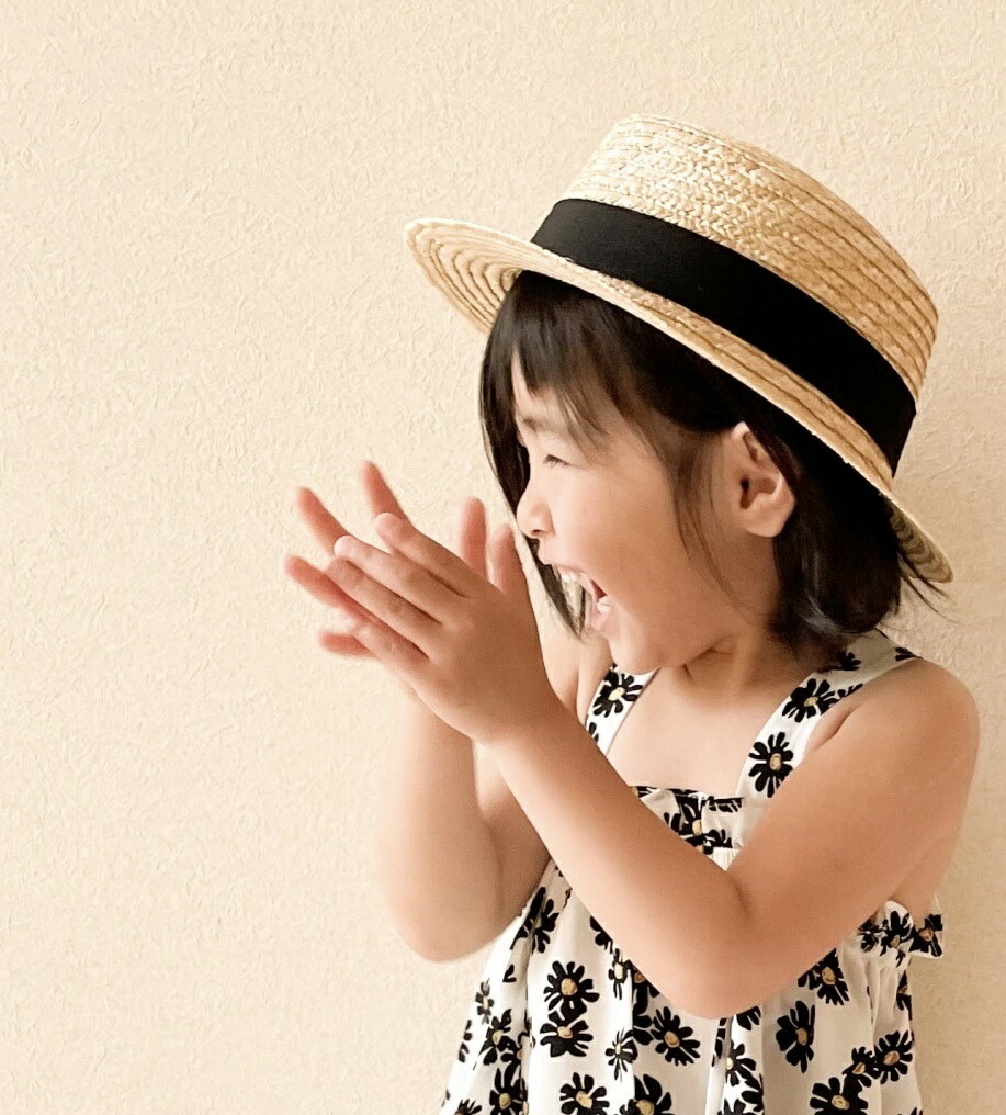 市場 即納 かわいい 夏 おしゃれ 女の子 春 こども 春夏 キッズ ガーリー 麦わら帽子 子供 帽子