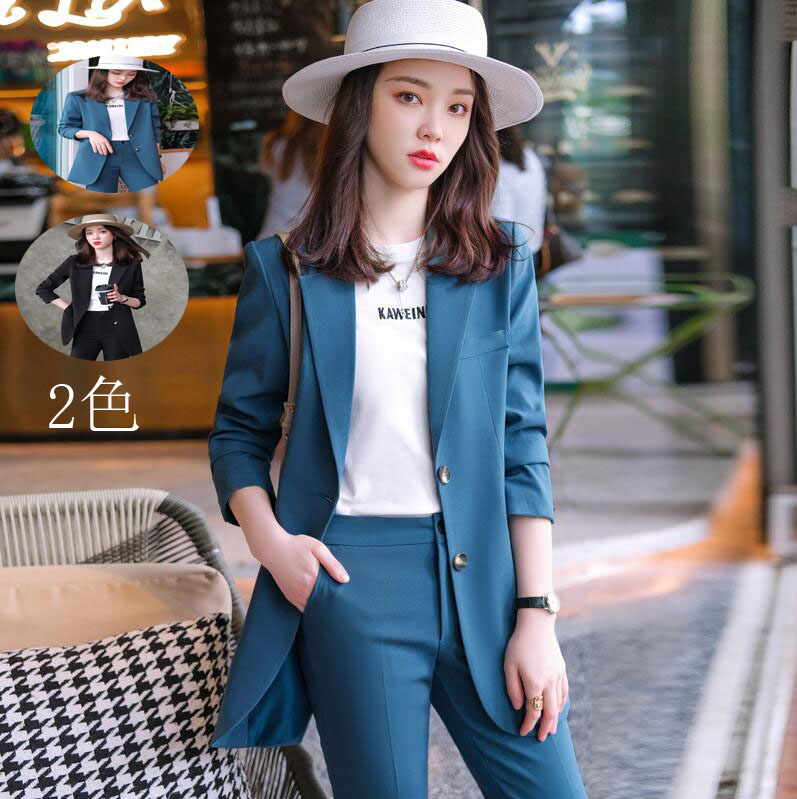新規購入 2ピーススーツ スーツ レディーススーツ エレガント 二つボダンスーツ 2点セット 結婚式 二次会 卒業式 30代 40代 フォーマルスーツ 着痩せ Ol 通勤 成人式 スーツセット カジュアルスーツ ママ セレモニースーツ 長袖 ジャケット パンツ 洗える ブラック ブルー