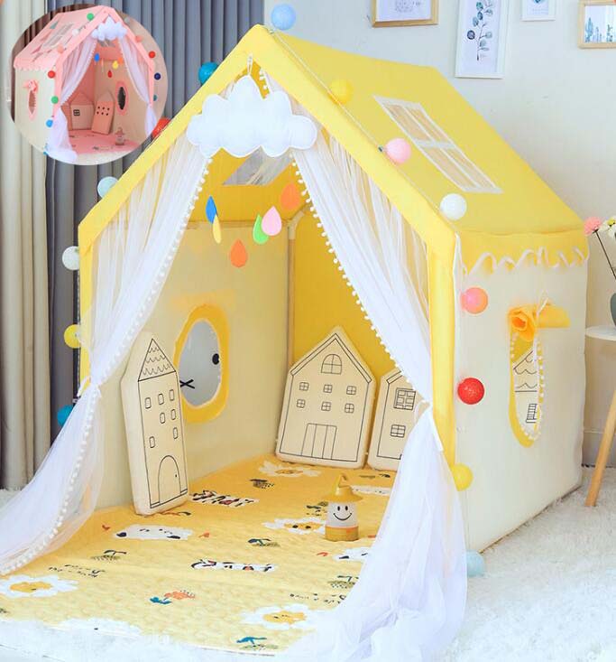 【送料無料】子供テント キッズテント テント+フロアマット キッズテントハウス おもちゃ 子供部屋 ミニテント テント プレイハウス 隠れ家 おしゃれ 睡眠テント テントハウス 秘密基地 おままごと 室内室外 誕生日 出産祝い ギフト 子供の夢の住所