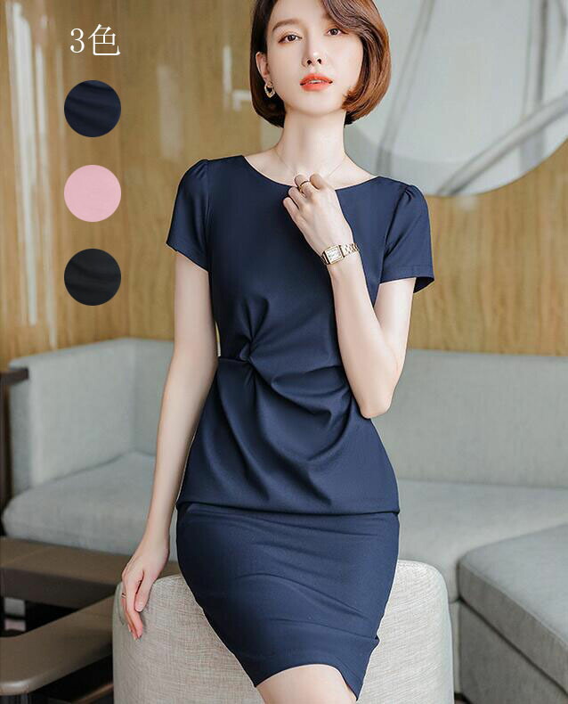 レディース エレガント 半袖ワンピーススーツ 送料無料 結婚式 二次会 卒業式 30代 フォーマル 着痩せ Ol 通勤 女性 成人式 長袖ワンピース カジュアル ママ セレモニー 膝丈ワンピース事務服 リクルート 黒 紺 ピンク Aライン 大人 お宮参り S M L Xl 2xl 3xl