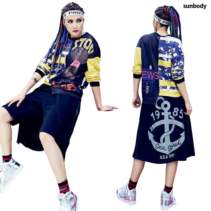 Dance bureau T,shirt dance trainer dance clothes stage clothes hip,hop HIPHOP girl Sudan\u0027sware lock,like HIPHOP dance T,shirt dress lips print by