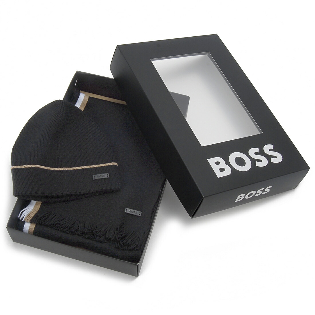 ヒューゴボスマフラー＆ニットキャップ 楽天市場】HUGO BOSS ヒューゴボス マフラー＆ニット帽 メンズ ギフト