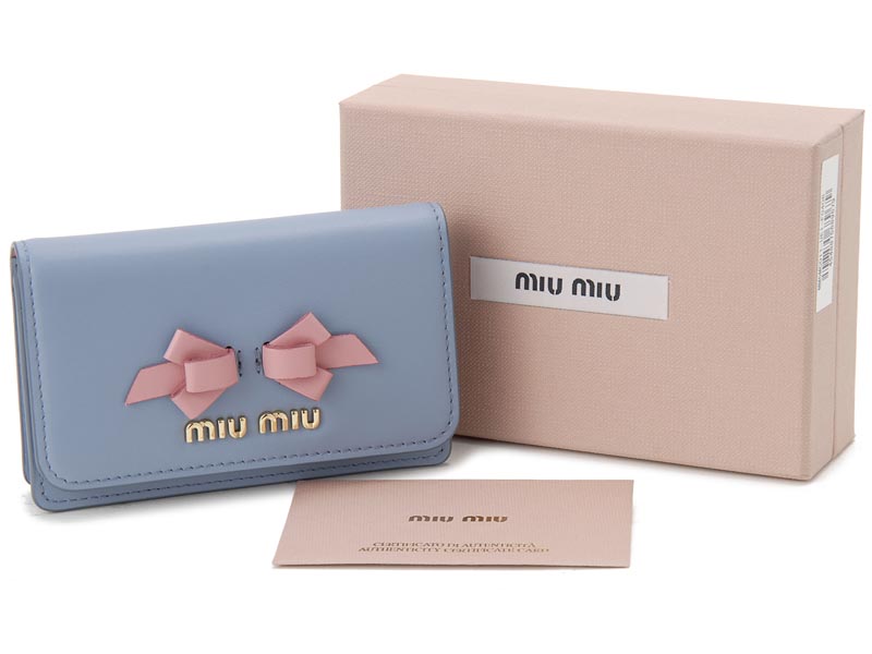 【楽天市場】ミュウミュウMIU MIU 名刺入れ 5MC011-UEI-F0406 リボン レザーカードケース ブルー レディース 新品 送料
