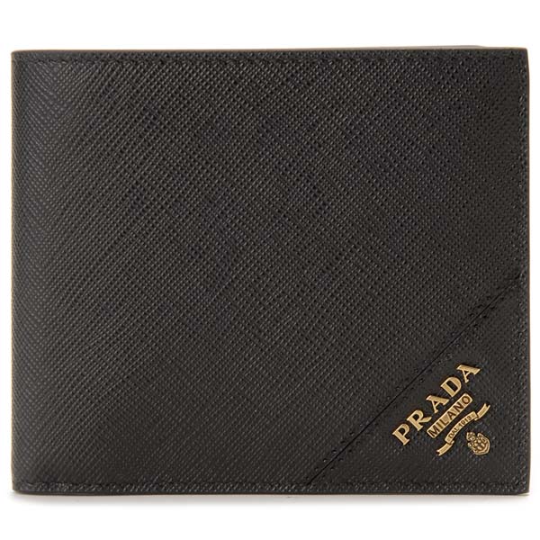 黒 二つ折り財布 プラダ 黒 Prada ポイント5倍 3 4 3 11 Qme サフィアーノ F0632 2mo738 メンズ サフィアーノ Prada 財布 Prada 財布 S Selectプラダ ブラック メンズ財布