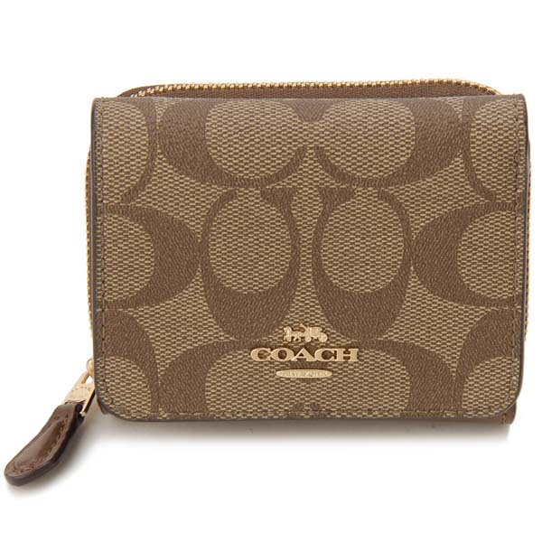 超美品 コーチ Coach 三つ折り財布 レディース カーキ 7331ime74 シグネチャー コンパクト財布 注目ブランド Precisionnm Com