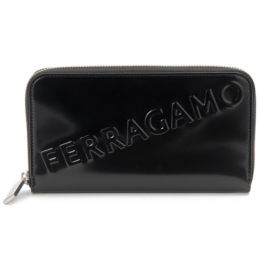 お買い物マラソン対象 Ferragamo フェラガモ 長財布 メンズ ブラック 66 1212 764219 EMBOSSED FERRAGAMO｜s-select