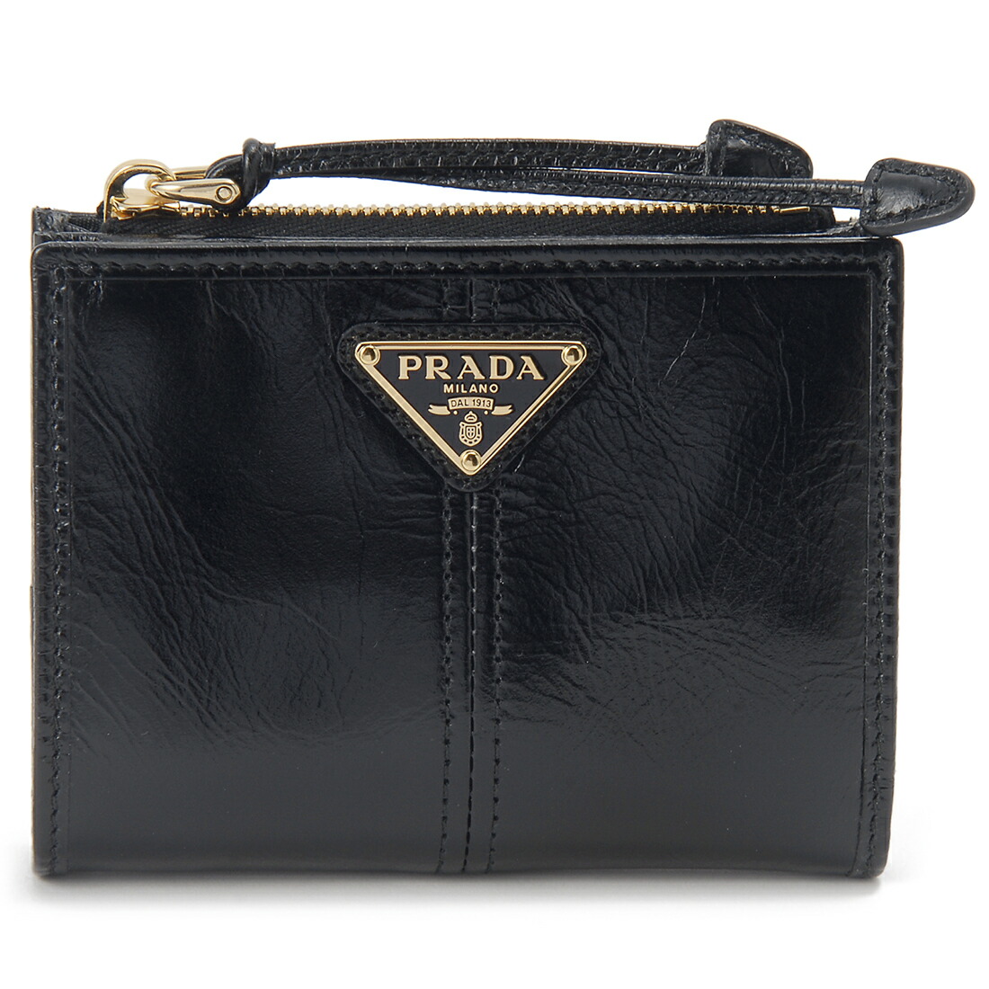 訳あり　箱潰れ、背面に生地不良あり　PRADA プラダ 二つ折り財布 レディース ブラック 1ML050 2CYR F0002