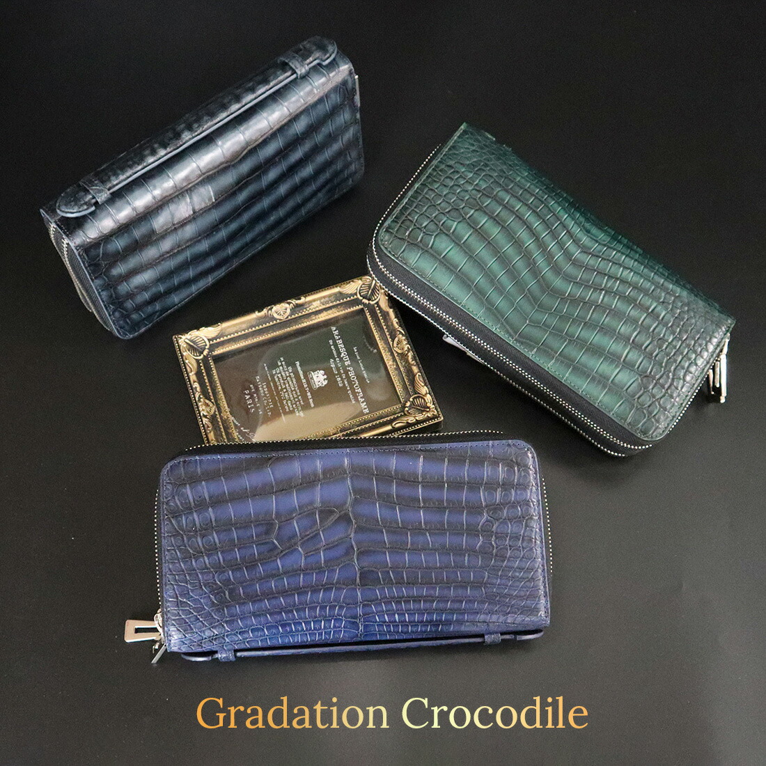 新品※RODANIA フロントカイマン牛革2wayバック・長財布・カード入れ