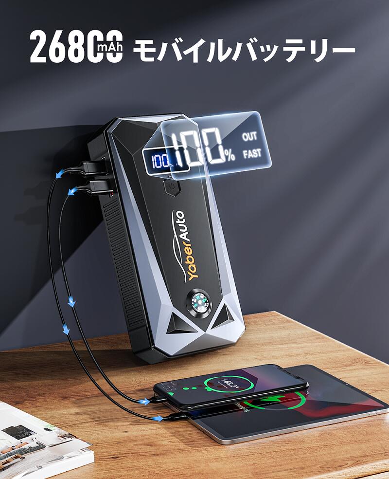 Gfoxmall ジャンプスターター 12V 24V 両用 ピーク電流4000A | www