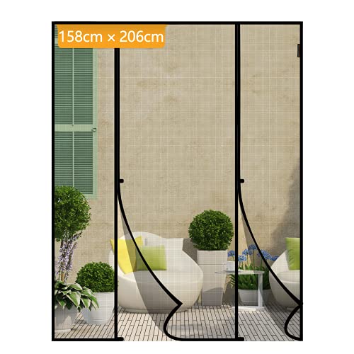 楽天市場 色 ブラック サイズ 158 6cm 網戸カーテン 玄関ドア網戸 マグネット式ダブル開き網戸カーテン 左右両側開き網戸 取付簡単 風通し 昆虫防止 ベランダ用 引き戸 掃き出し窓 室外ドア テラ サンデーモーニング 楽天市場店