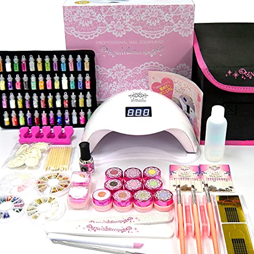 色：B書き割り/ブライト色 NailRecipe ジェルネイル クランク一揃いの道具 物の具一揃え付 色合い10色 LED48Wともし火 B書き割り/ブライト色