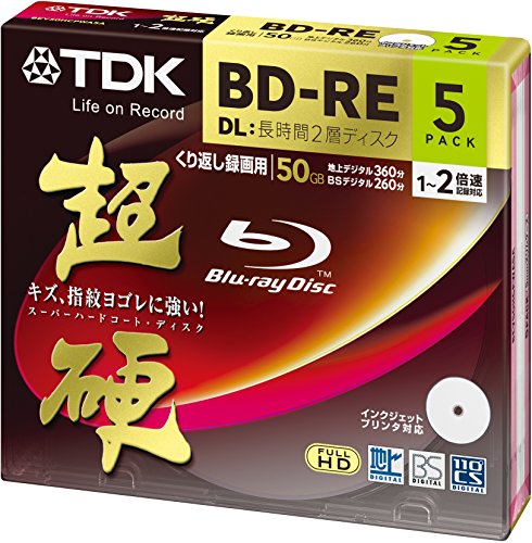 TDK 録画用ブルーレイディスク 超硬つづき物 BD-RE DL 50GB 1-2倍速 ホワイトワイドプリンタブル 5枚風呂敷き包み 5粍か細い容れもの BEV50HCPWA5A その他-PCサプライ・消耗品