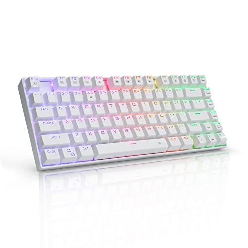 E元素z メカニカルキーボード 機械式ゲージングキーボード81キー 2 4ｇ無線 茶軸 充電式 Ledバックライト オフィス ゲーミング用 英語配列 ホワイト 新しいスタイル